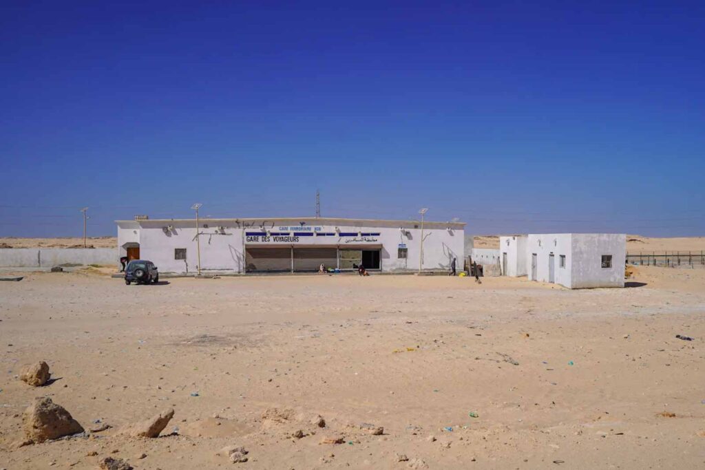 The train station in Nouadhibou for the Iron Ore Train in Mauritania. 