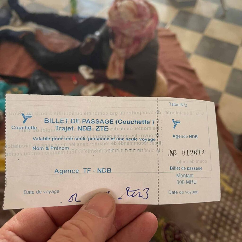 Ticket for the iron ore train in Mauritania. 